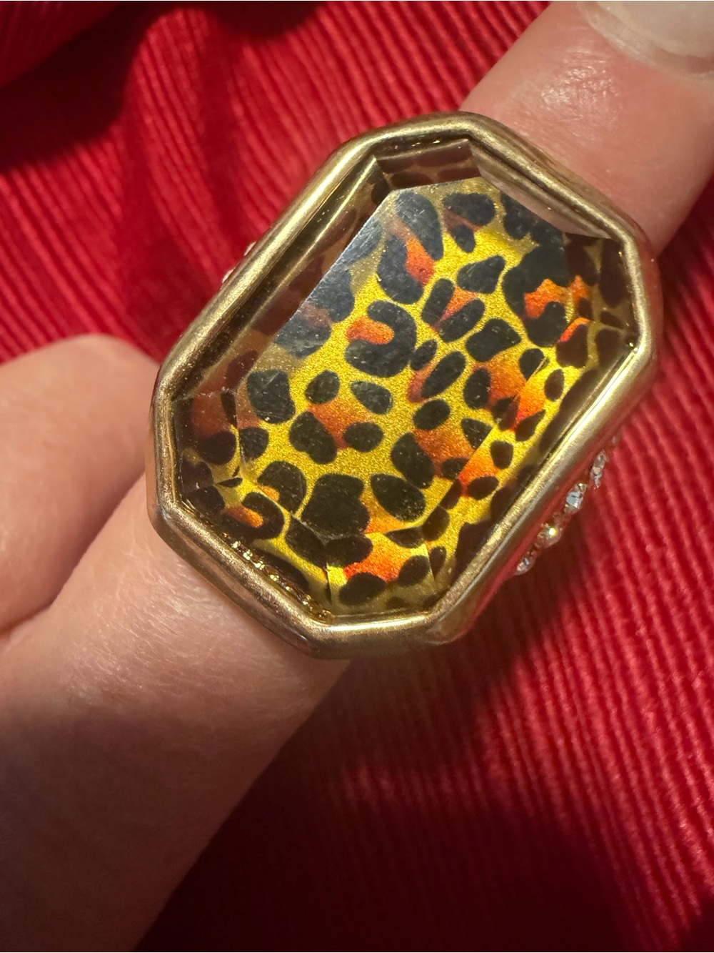 Park Lane Leopard Print Crystal Statement Ring Size 8